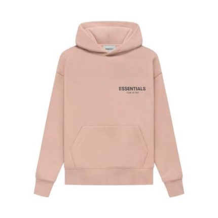 fear of god essentials pink hoodie