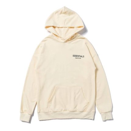 fear of god essentials beige hoodie